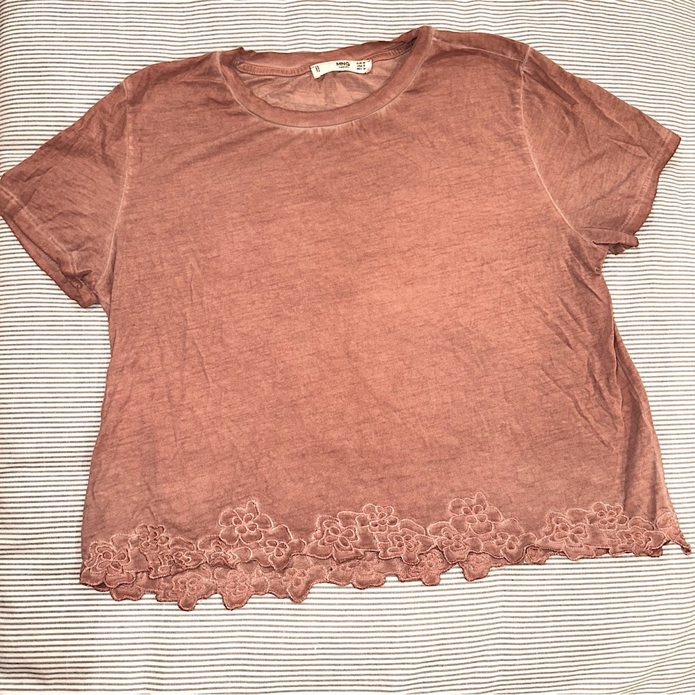 MNG by Mango Mauve Crop Tee
